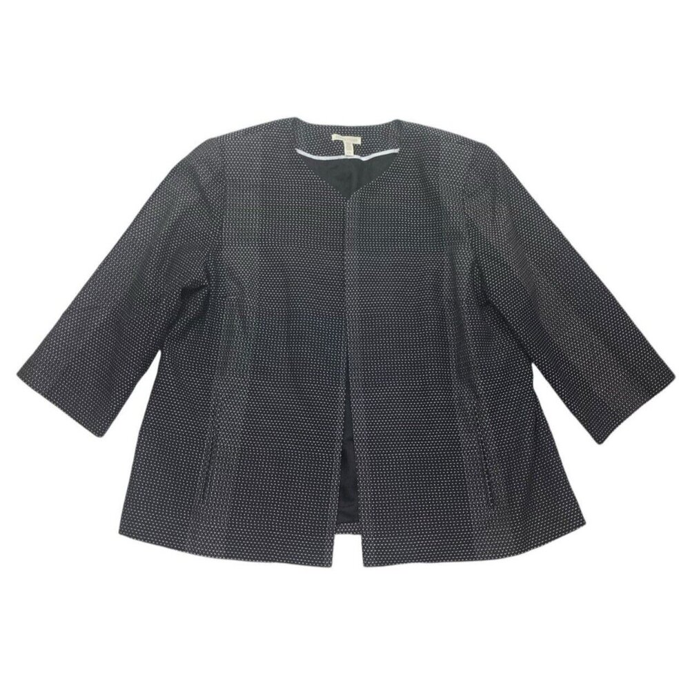 *Eileen Fisher Open Blazer Womens Size L Black Dot Corpcore Modern Luxury Staple